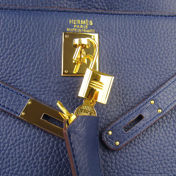 High Quality Hermes Kelly 35cm Togo Leather Bag Dark Blue 6308 - Click Image to Close